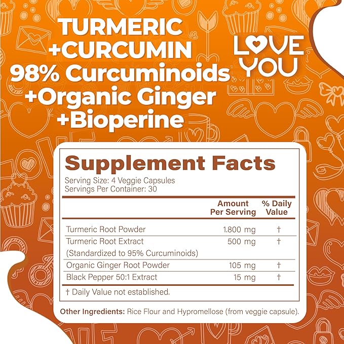 Turmeric Curcumin with Organic Ginger &amp BioPerine Black Pepper – 120 Vegan Capsules