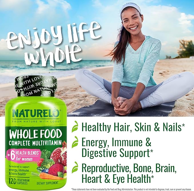 NATURELO Whole Food Multivitamin for Women - 120 Capsules and Whole Food Multivitamin for Men - 120 Capsules Bundle