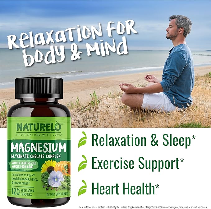 NATURELO Magnesium Glycinate Chelate Complex - 120 Capsules and One Daily Multivitamin for Men 120 Vegetarian Capsules Bundle