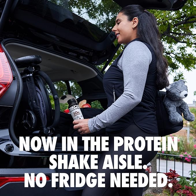 Oikos Protein Shake Chocolate 30g High Protein Drinks Shelf Stable Ready to Drink 5g Prebiotic Fiber 12 fl oz Bottle 12 Count