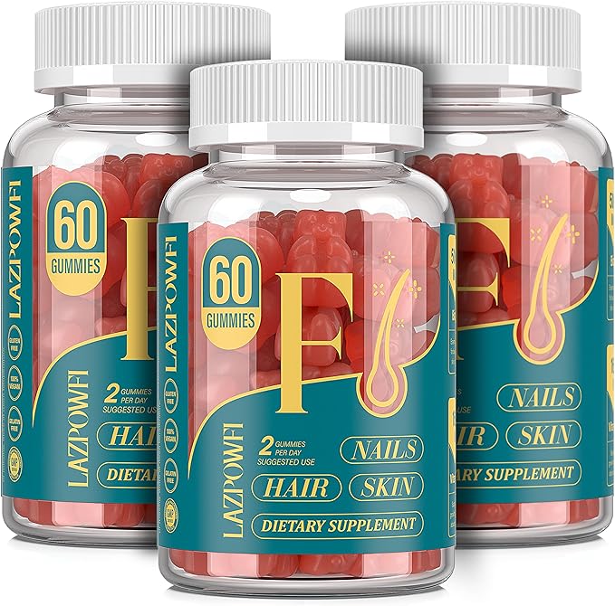 Biotin Gummies -Hair Skin and Nails Vitamins for Men &amp Women Vegan Vitamin B7 Supports Hair Growth and Stronger Nails90 Day Supply-Strawberry-180 Counts