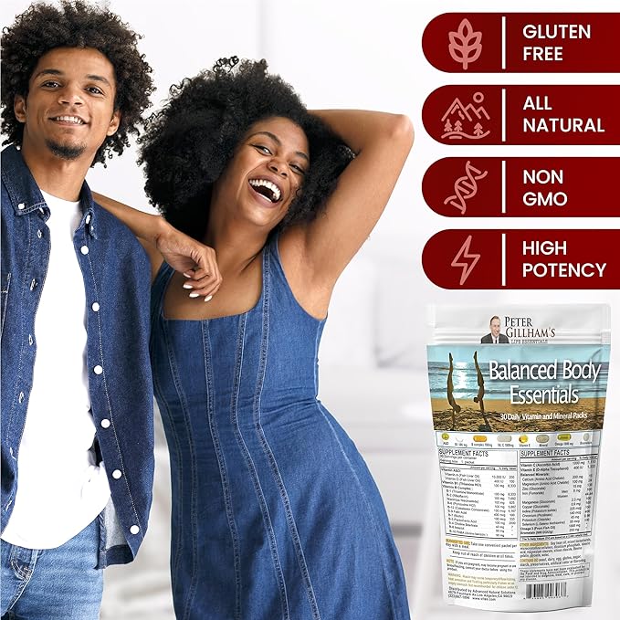 Perer's Choice Natural Daily Multivitamin &amp Mineral Pack – 2 Packs of 30 Daily Packets High Potency for Digestion Adaptive Immunity Calcium Iron Magnesium Zinc Non-GMO Blood-Sugar-Friendly