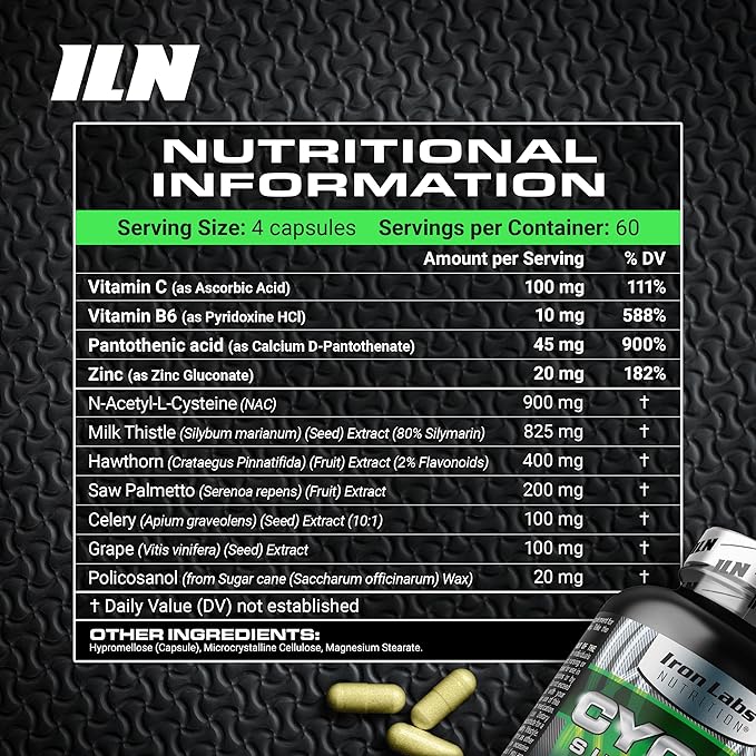 Iron Labs Nutrition: Cycle Support Plus NAC (N-Acetyl-L-Cysteine) - On Cycle Support Supplements for Men - N Acetyl L Cysteine and Milk Thistle (240 Capsules)