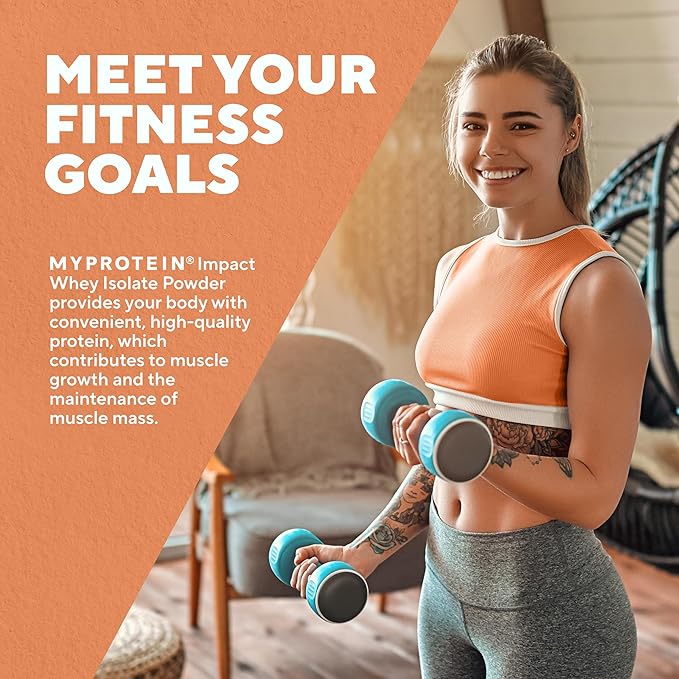 Myprotein Impact Whey Protein Isolate 5.5 Lbs (81 Servings) Unflavored 25g Protein 3.5g Glutamine &amp 6g BCAA Per Serving