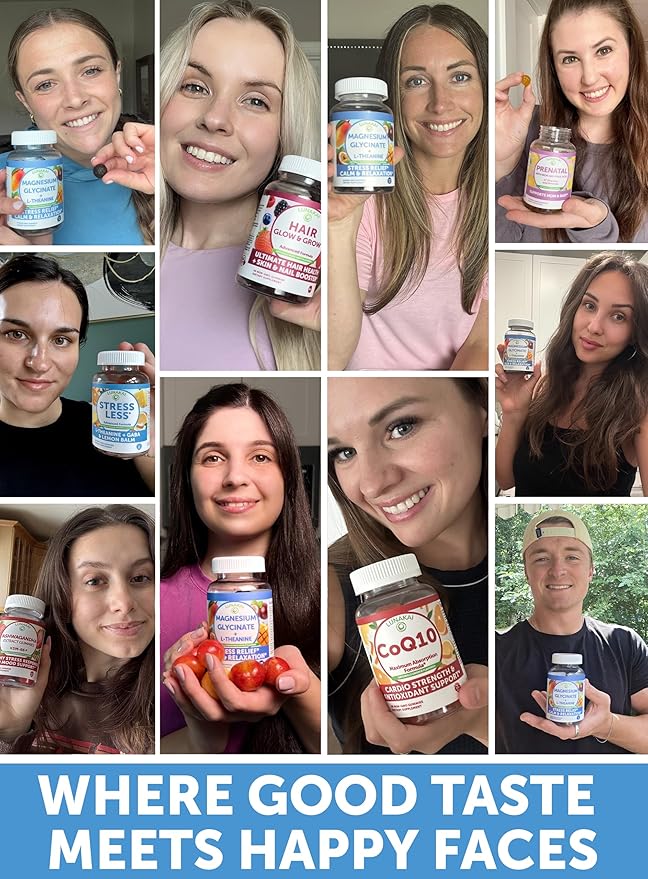 Lunakai USA Made Magnesium Glycinate with L-Theanine + Collagen Extra Strength Gummies Bundle – Naturally Flavored Non-GMO – 60ct Each