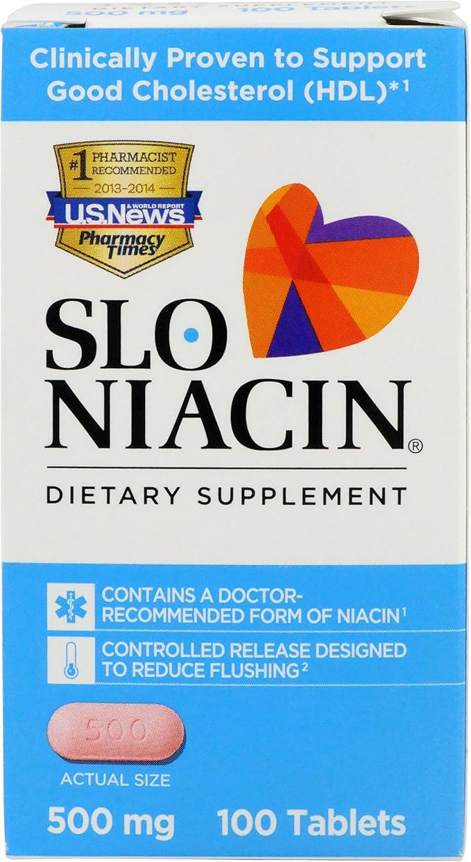 Slo-Niacin Polygel Controlled-Release Niacin 500 mg 100 Count
