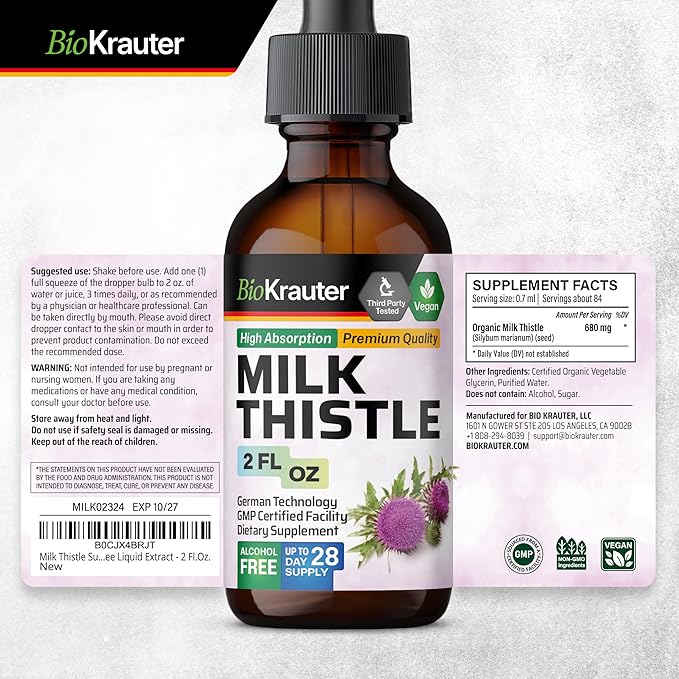 BIO KRAUTER Mullein Tincture 2 Fl. Oz. &amp Milk Thistle Tincture 2 Fl. Oz.