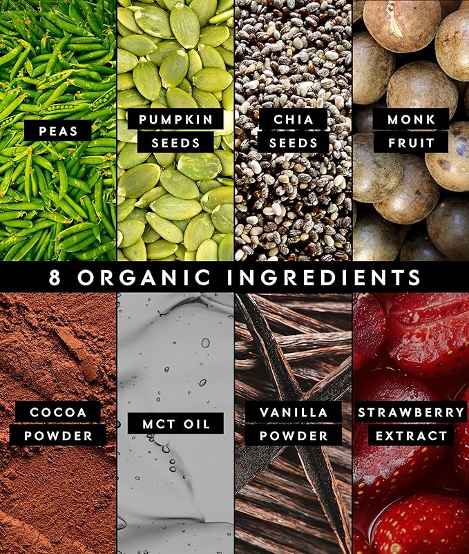 Truvani Vegan Pea Protein Powder | Chocolate Strawberry | 20g Organic Plant Based Protein | Single Serving Travel Packets | 10 Servings | Keto | Gluten &amp Dairy Free | Low Carb | No Added Sugar