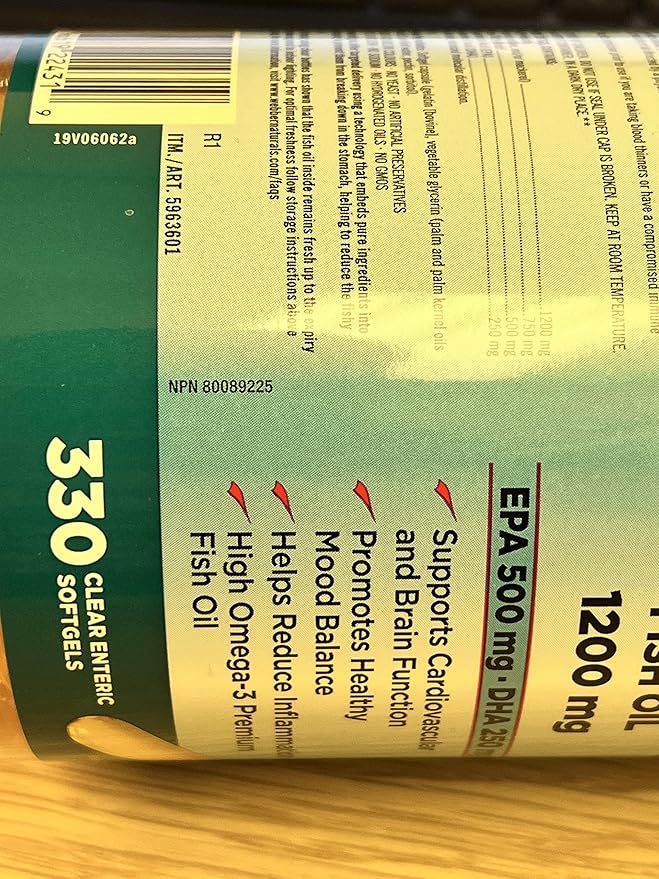 Kirkland Omega-3 Fish Oil 1000mg 300 Softgels