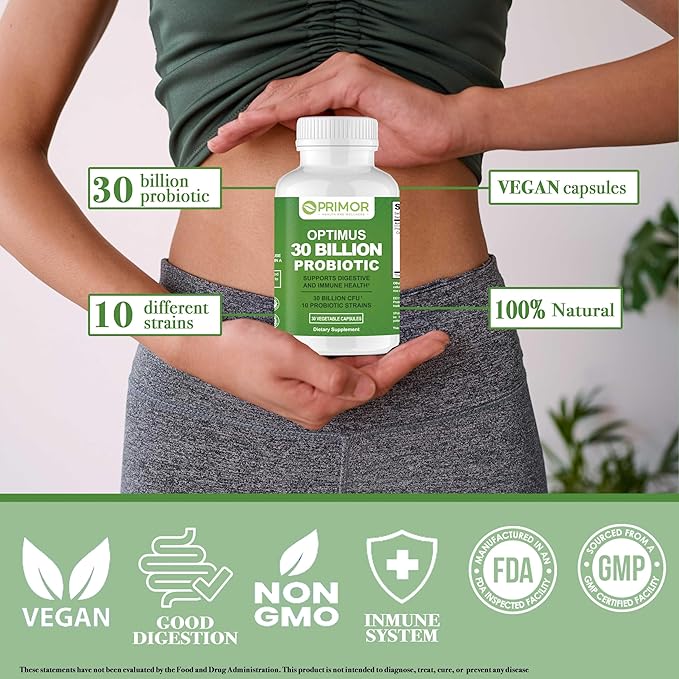 30 Billion Probiotics – 10 Strains | Vegan Non-GMO | Healthy Gut - Supports Digestive – Occasional Constipation Diarrhea Gas &amp Bloating. for Women &amp Men | 30 Count