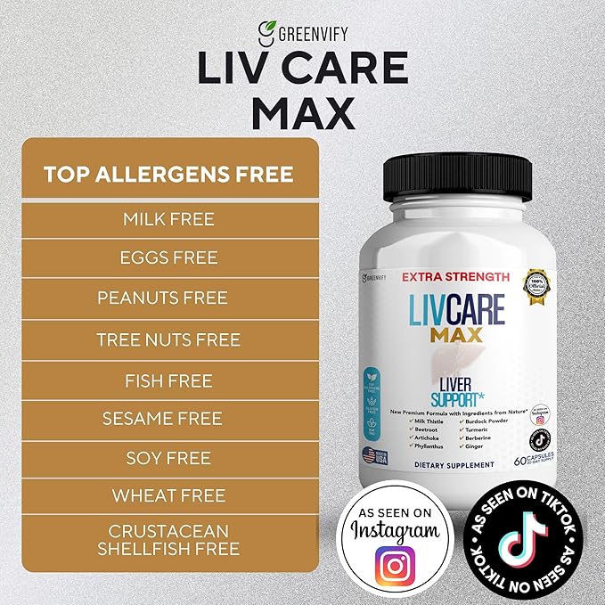 Livcare Max Liver Support Supplement Extra Strength 60 Veggie Capsules 30 Day Supply with Milk Thistle Beetroot Artichoke (3)