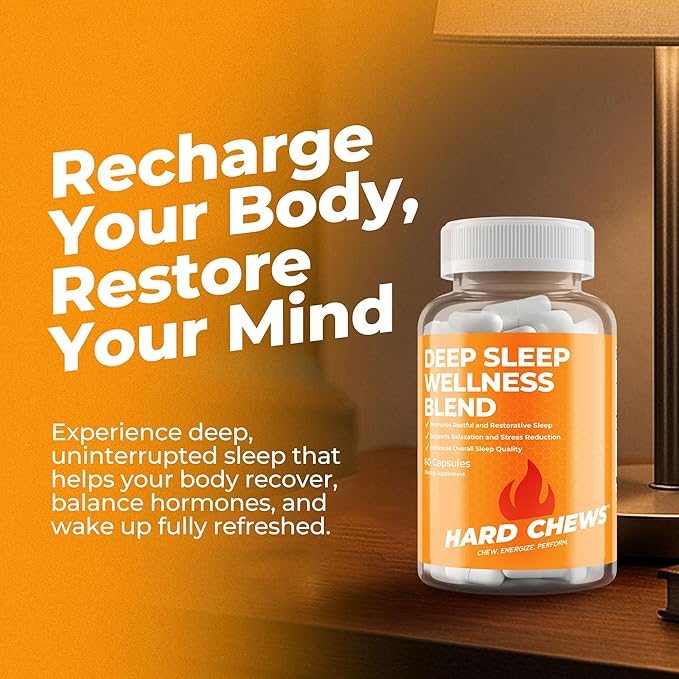 Deep Sleep Wellness Blend (60ct) - Natural Sleep Support for Men w/L-Theanine Melatonin Magnesium Glycinate L-Tryptophan GABA Ashwagandha and 5-HTP - Restful Restorative Sleep Aid