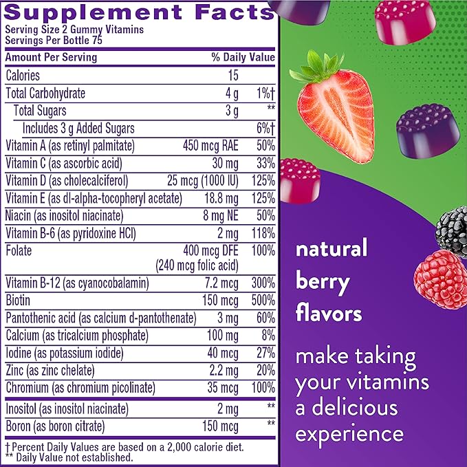 Vitafusion Probiotic Gummy Supplements Raspberry Peach and Mango Flavors &amp Womens Multivitamin Gummies Berry Flavored Daily Vitamins