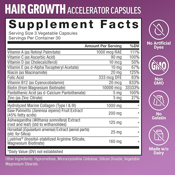 Force Factor Hair Growth Accelerator Capsules 90 Capsules + Total Beets Ultimate Heart Health Blood Pressure Support Pomegranate Berry 60 Soft Chews