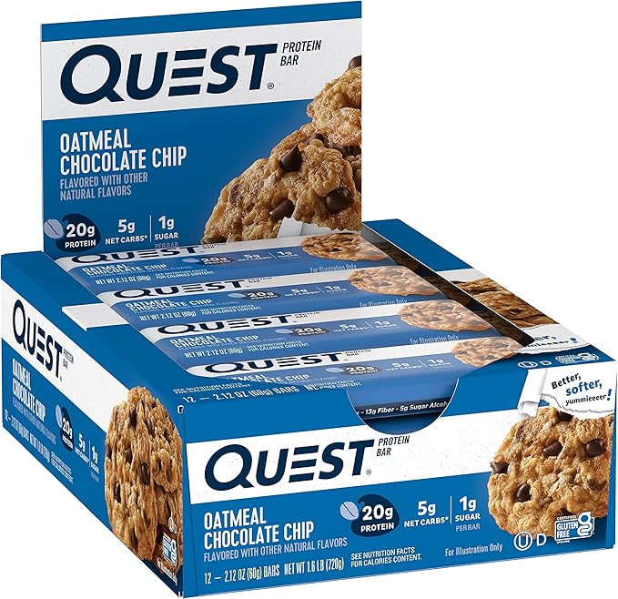 Quest Nutrition Apple Pie Protein Bar 20g Protein 4g Net Carbs 2g Sugar Gluten Free &amp Oatmeal Chocolate Chip Protein Bar High Protein Low Carb Gluten Free Keto Friendly