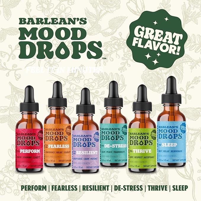 Barlean's Mood Booster Supplement Resilient L Theanine Liquid Drop Supplements for Men and Women Adaptogen Herbs Drops 1.5 oz