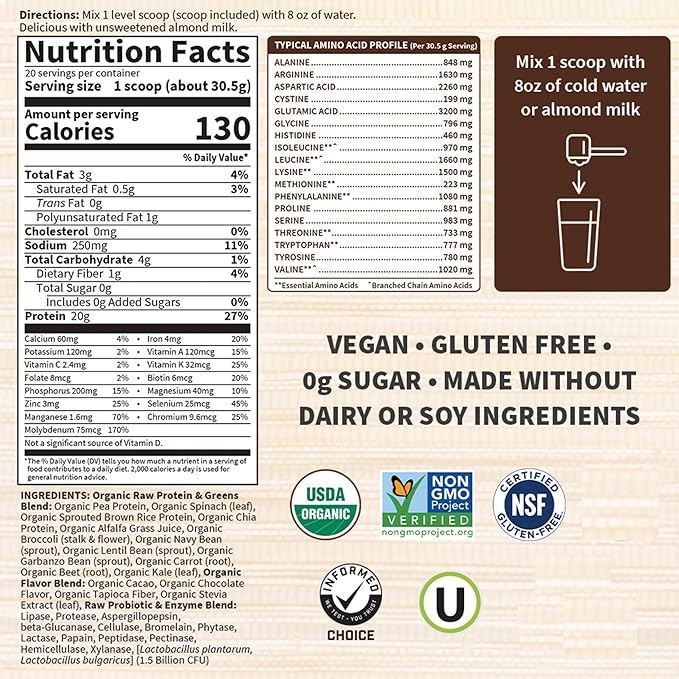 GARDEN OF LIFE Organic Chocolate Protein &amp Greens 21.51 OZ