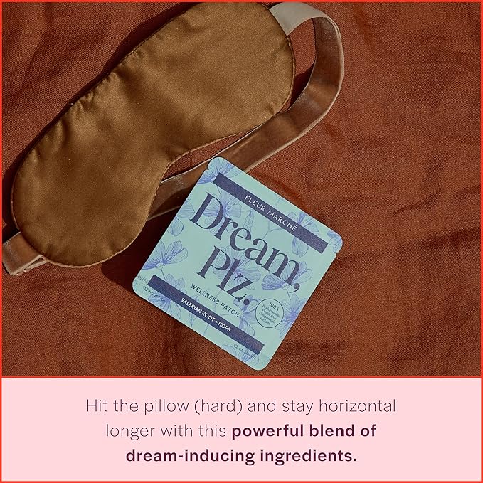 Fleur Marche Dream Plz Botanical Sleep Patch - Better ZZZ's with Valerian Root L-Theanine Lavender Oil &amp Hops - Natural Sedative - Highly Bioavailable - 28 Patches